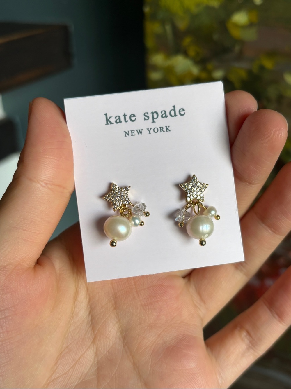 Kate Spade Gold Star & Pearl Earrings - White Pearls